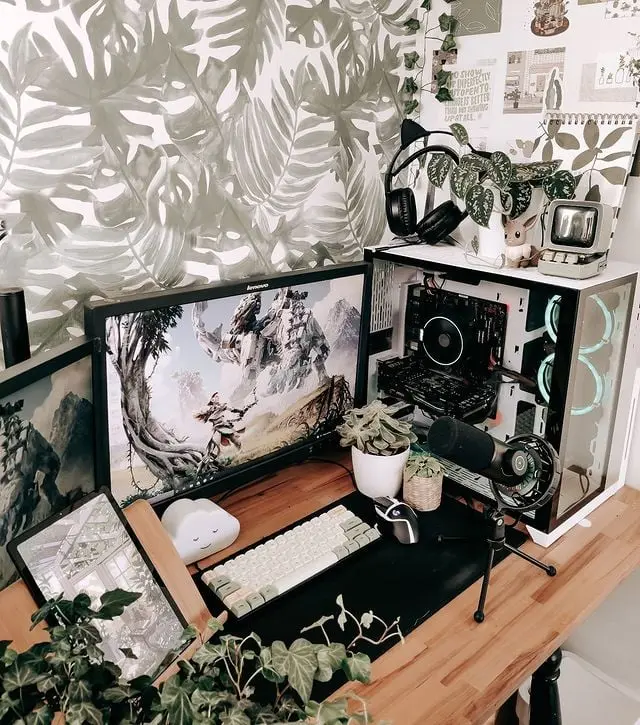 Eco-Friendly Gaming Setup with Plants Ideas